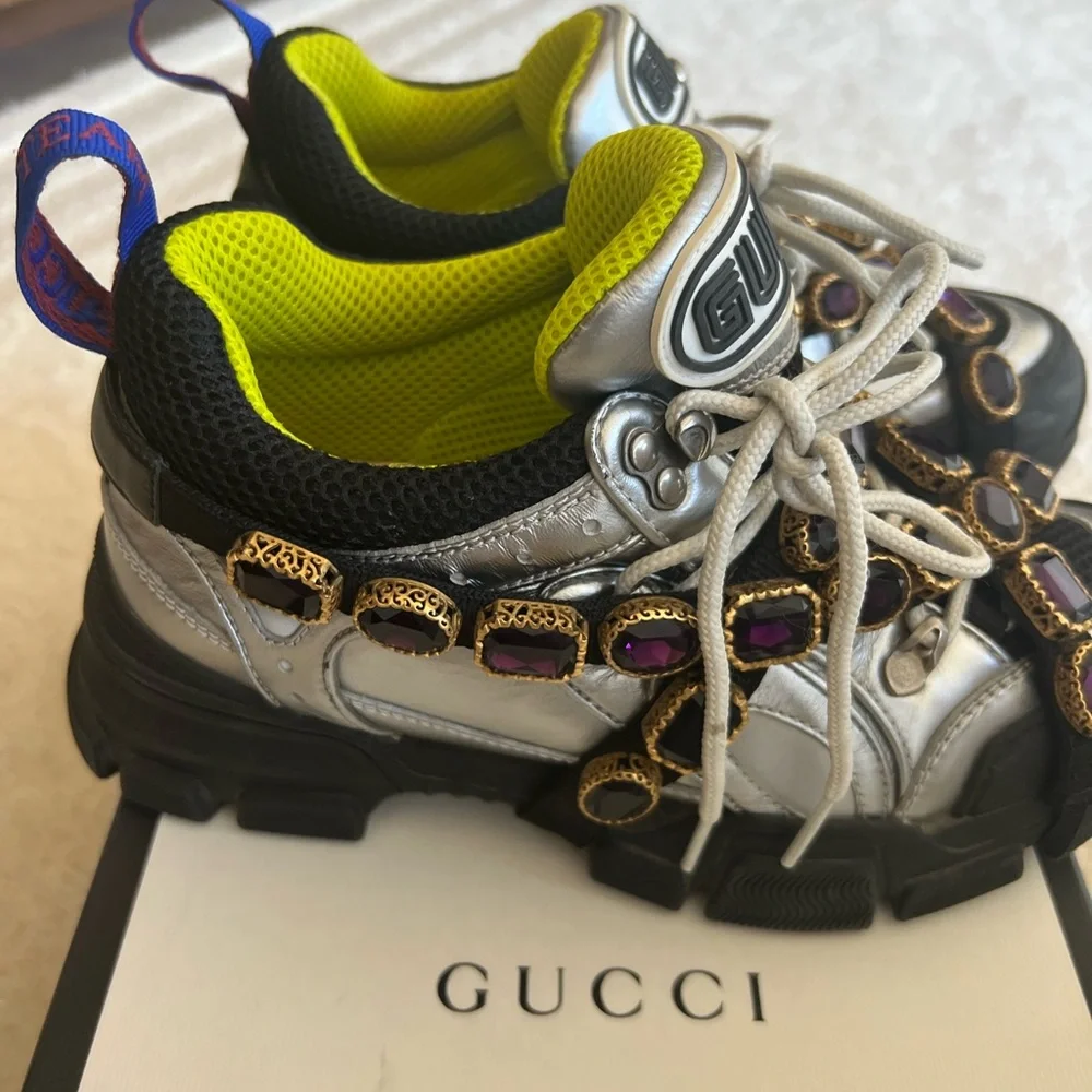 Gucci Black and Silver Sneakers - Picture 2 of 10